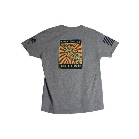 Grunt Style This We'll Defend Patriotic Grey Tee Shirt Mens Large - Picture 3 of 5